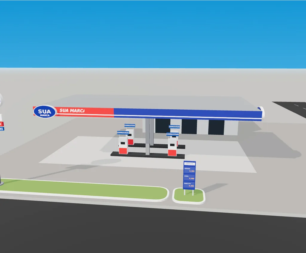Posto em 3D no modo realista, de dia